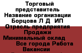 Торговый представитель › Название организации ­ Борцова Л.Д, ИП › Отрасль предприятия ­ Продажи › Минимальный оклад ­ 30 000 - Все города Работа » Вакансии   . Белгородская обл.